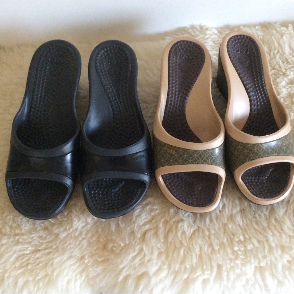 Bundle Crocs Women's Slide Wedge Sandals